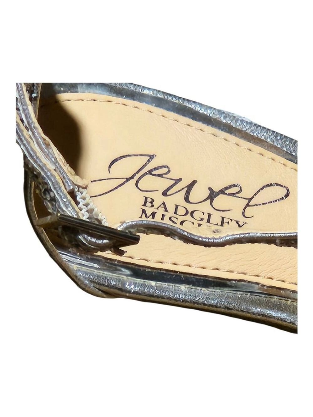 Jewel Badgley Mischka Heels Size 8 Silver Glitter - Picture 5 of 7